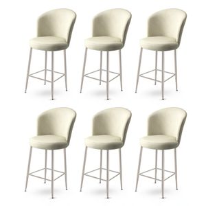 Alte - Cream, Chrome Cream Chrome Bar Stool Set (6 komada)