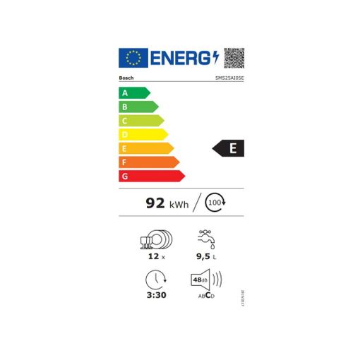 Bosch SMS25AI05E Serija 2 Mašina za pranje sudova, 12 kompleta, Silence Plus, EcoSilence Drive, silver inox slika 9