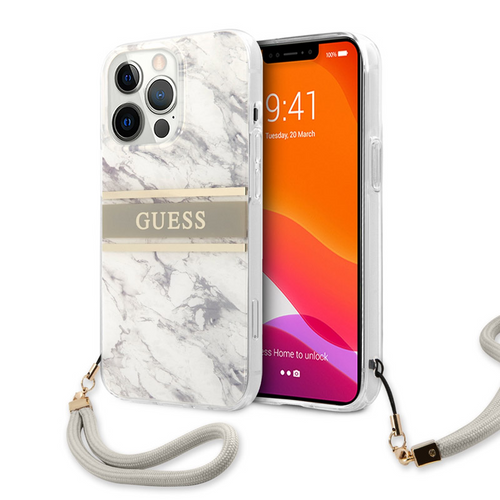 Maska Guess Marble Strap za iPhone 13 Pro 6.1 siva (GUHCP13LKMABGR) slika 1