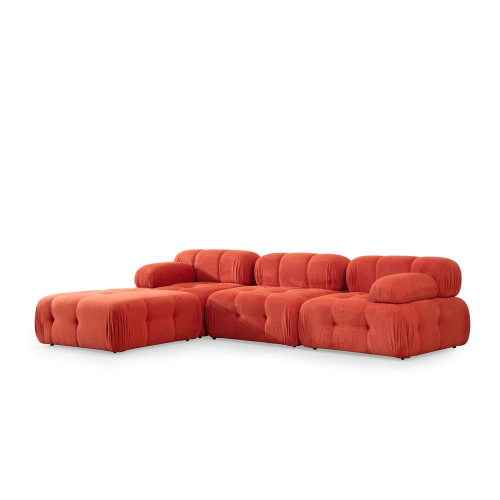 Trosjed Doblo sa Pufnom (L1-O1-1R-Pouffe) - Crveni Ugao slika 5