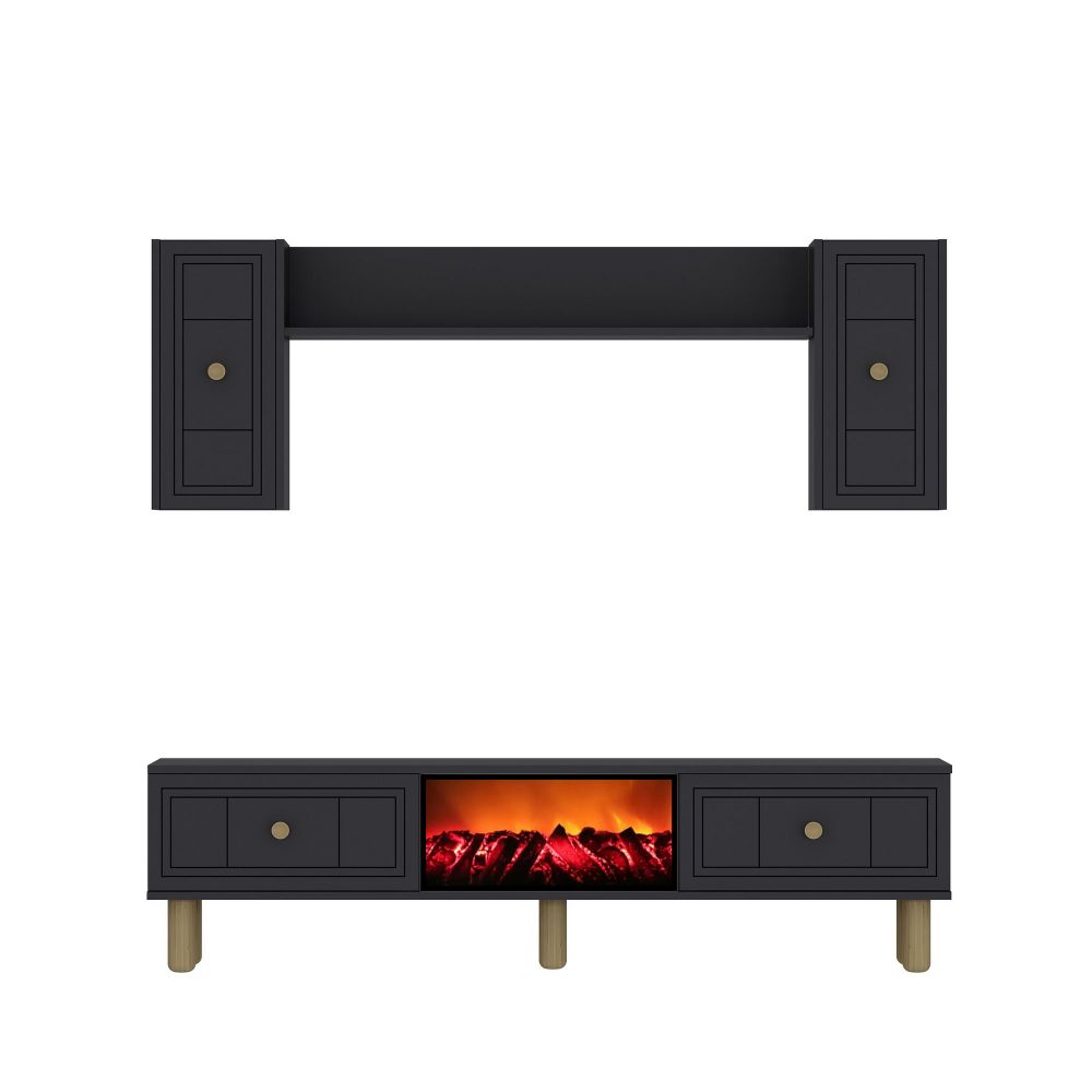 TV Unit Dario Bohem s Kaminom u boji antracita slika 3