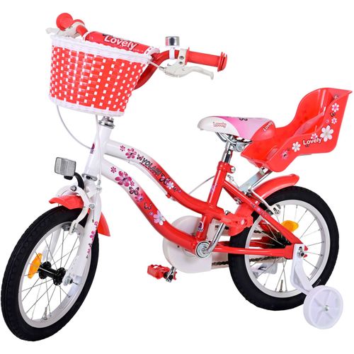 Dječji bicikl s dvije ručne kočnice Volare Lovely 14" crveno-bijeli slika 9