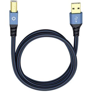 USB 2.0  [1x muški konektor USB 2.0 tipa a - 1x muški konektor USB 2.0 tipa b] 1.00 m plava boja pozlaćeni kontakti Oehlbach USB Plus B