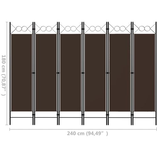 Sobna pregrada sa 6 panela smeđa 240 x 180 cm slika 22