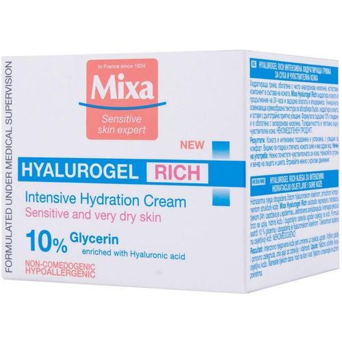 Mixa Hyalurogel Rich njega za intenzivnu hidrataciju osjetljive i suhe kože 50 ml slika 3