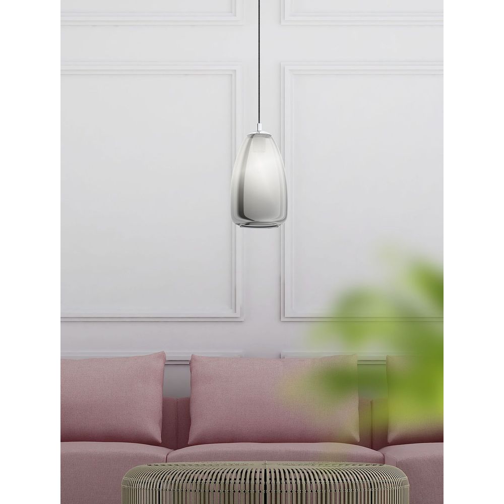 Eglo Alobrase Visilica 1, E27, Promjer 200 mm, Krom/Crno Prozirno slika 2