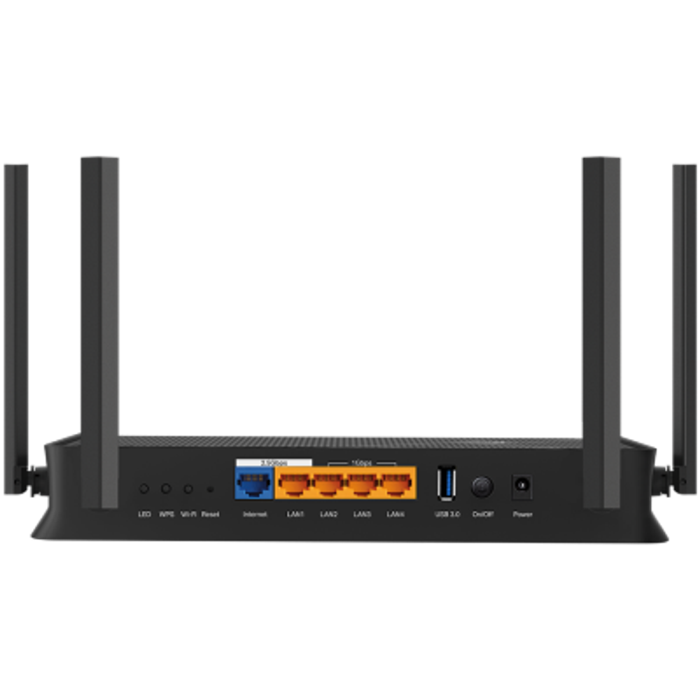 TP-Link Archer BE230 BE3600 Dual-Band Wi-Fi 7 Router, 688 Mbps at 2.4 GHz + 2882 Mbps at 5 GHz,4× external Antennas, 2.0 GHz Quad-Core CPU, 1x2.5 Gbps WAN port + 1x2.5 Gbps LAN port + 3x1 Gbps LAN ports, 1xUSB 3.0 Port, MLO, 4096-QAM slika 3