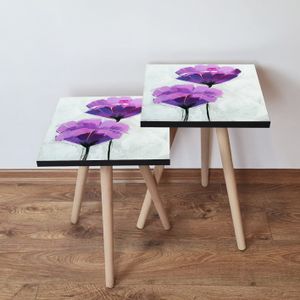 Nesting stolovi 2Shp311 - (2 komada) - boje: ljubičasta, crna, bijela