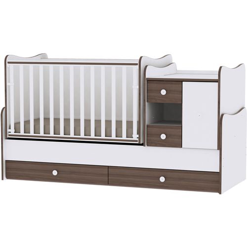 LORELLI MiniMAX Modularni krevetić 4in1 s Mehanizmom Ljuljanja White/Walnut 190x72 cm slika 1