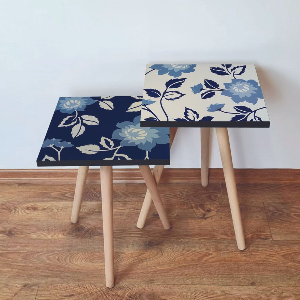 Nesting stolovi 2Shp411 - (2 komada) - boje: mornarsko plava, plava, bež slika 1