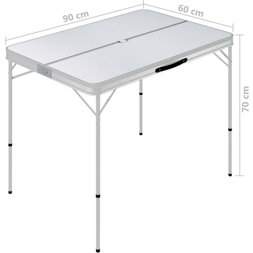 Sklopivi stol za kampiranje s 2 klupe aluminijski bijeli slika 15