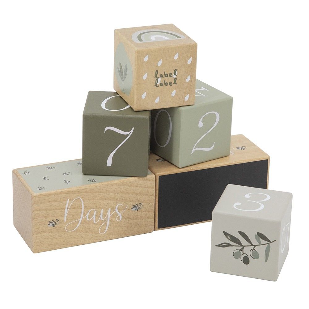 Label Label Drvene kocke Milestone, Olive Green slika 1