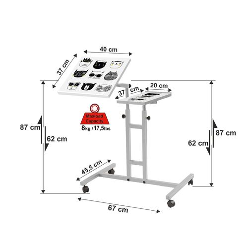 Woody Fashion Samostojeći stol za prijenosno računalo, Bijela boja Crno, Glen Cats - White slika 5