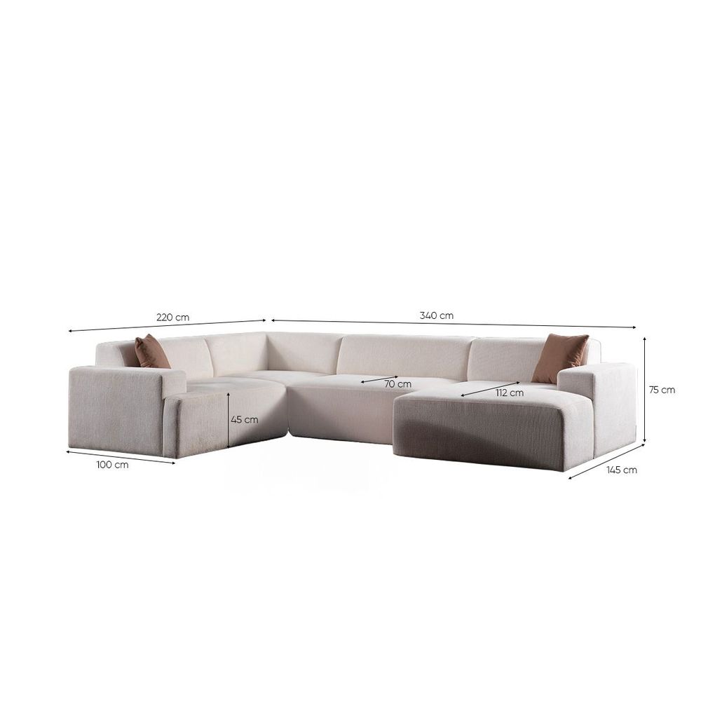 Ugaona Sofa Melva (L1,5 + C + O2 + Chl Desno) - boje: bijela slika 8