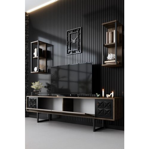 Woody Fashion Komoda za TV, Black Line - Walnut, Black slika 3