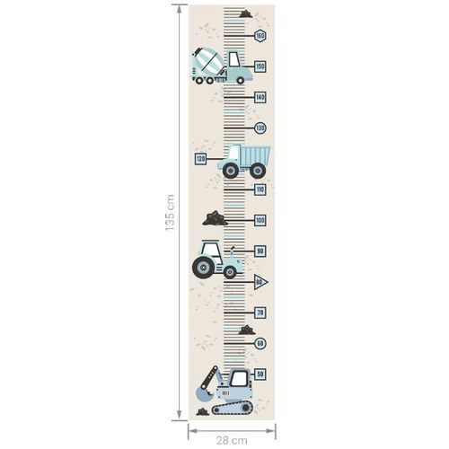 Pastelowe naljepnica za mjerenje visine djece građevinska vozila plava slika 2