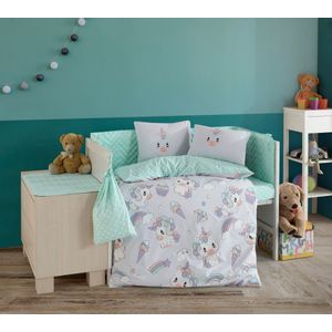 Set posteljine za bebe L'essential Maison Mila - Sivi, Ljubičasti i Mint Poplin