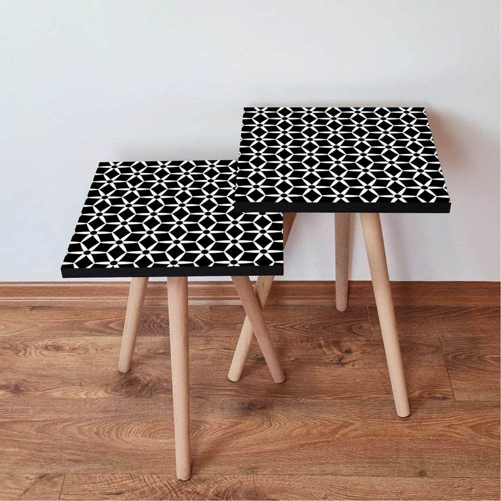 Nesting stolovi 2Shp395 - (2 komada) - boje: bijela, crna slika 1