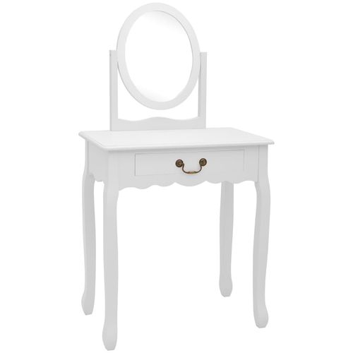 Toaletni stolić sa stolcem bijeli 65x36x128 cm paulovnija i MDF slika 2