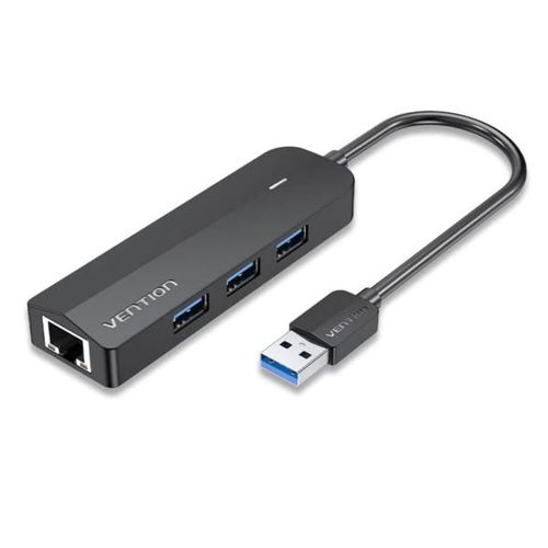 Vention 3-Port USB 3.0 Hub with Gigabit Ethernet Adapter 0,15m Black slika 1