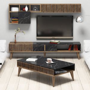 Woody Fashion Namještaj za dnevni boravak MILAN WALNUT, Milan - Walnut, Black