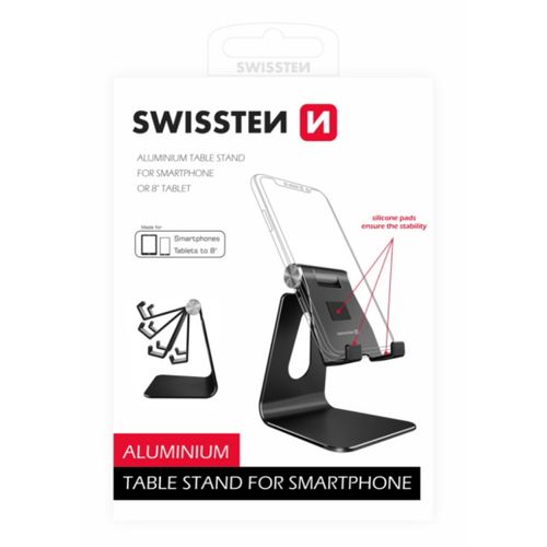 SWISSTEN stolni stalak za mobitel, brušeni aluminij slika 4