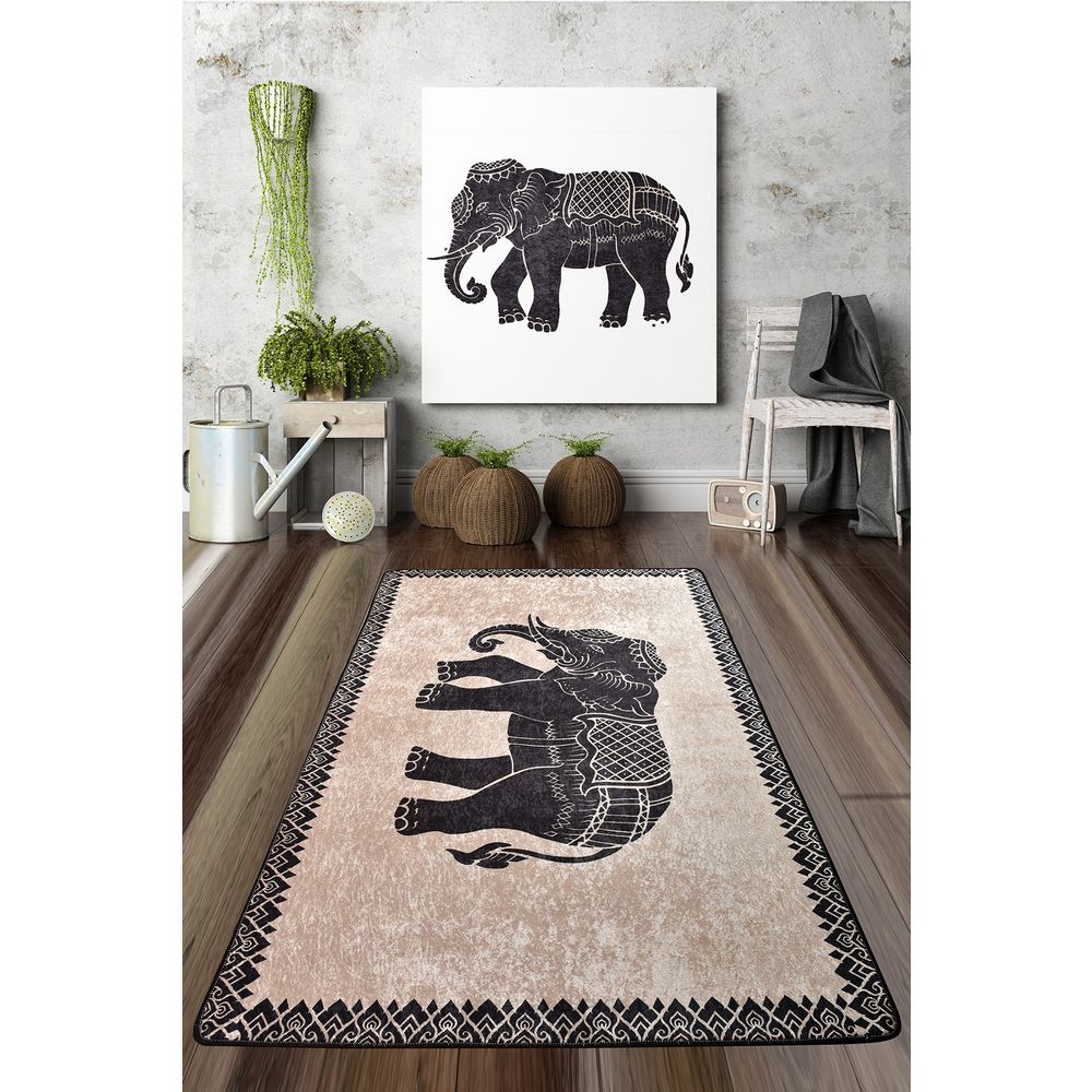 Elefante Nero Djt Višenamjenski Tepih za Dnevni Boravak (80 x 150 cm) slika 1