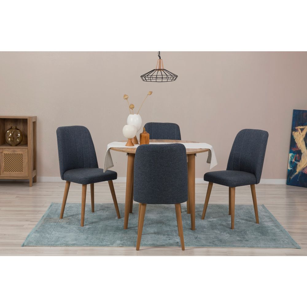 Vina 1048 - Set produžnog stola i stolica od Atlantske borovine, plava slika 1