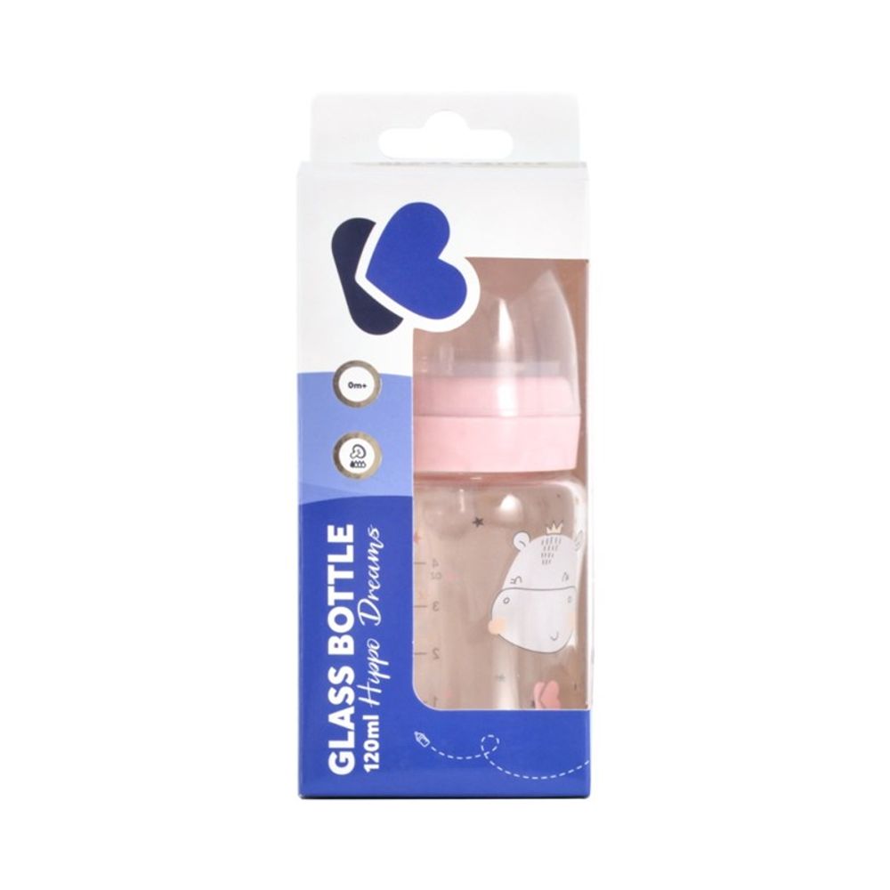 Kikka Boo Staklena flašica Hippo Dreams 120ml 0m+ Pink slika 3