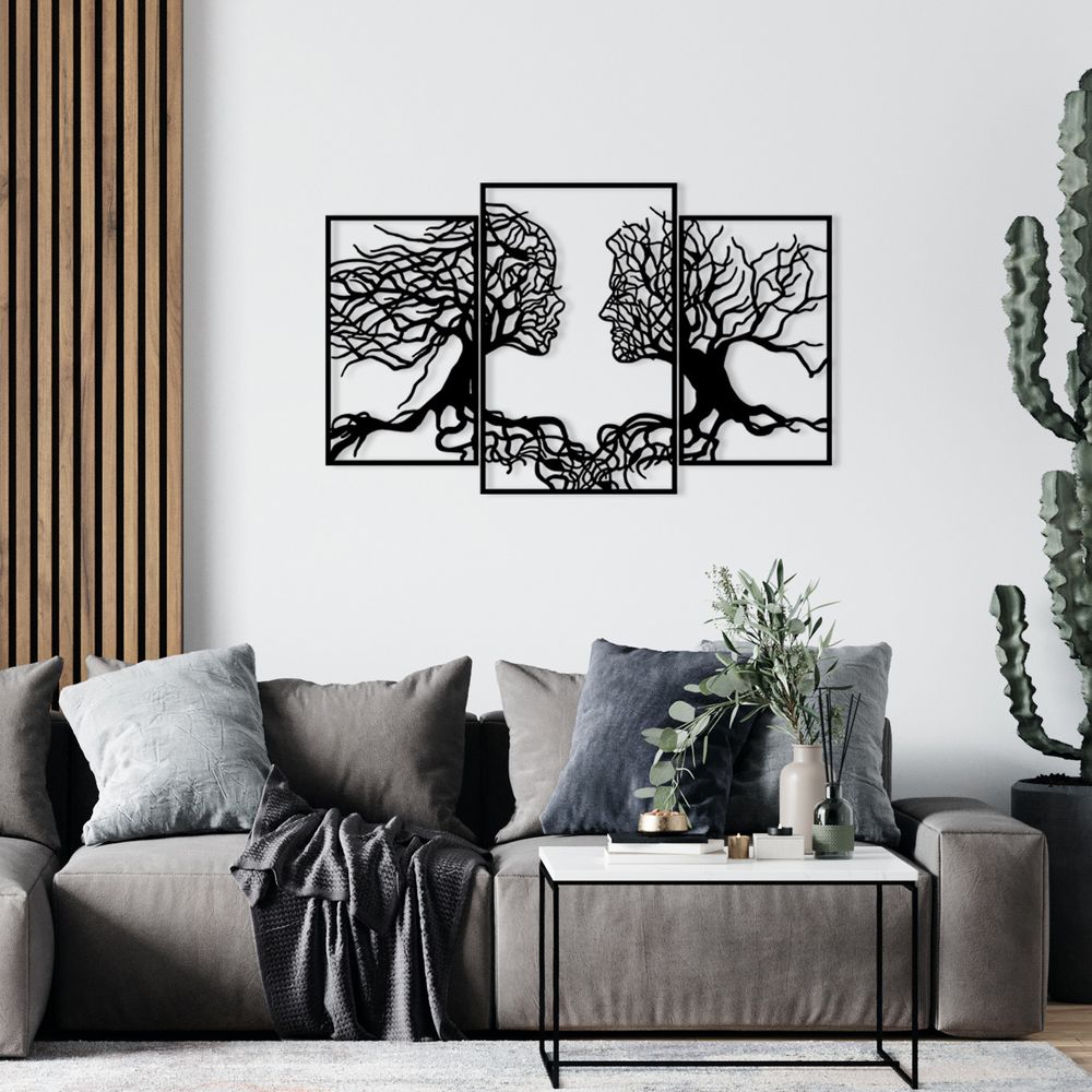 Dekorativni Metalni Zidni Ukras 'Love Tree' u Crnoj Boji slika 1