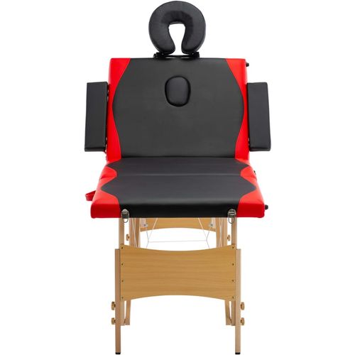 Sklopivi masažni stol s 4 zone drveni crno-crveni slika 2