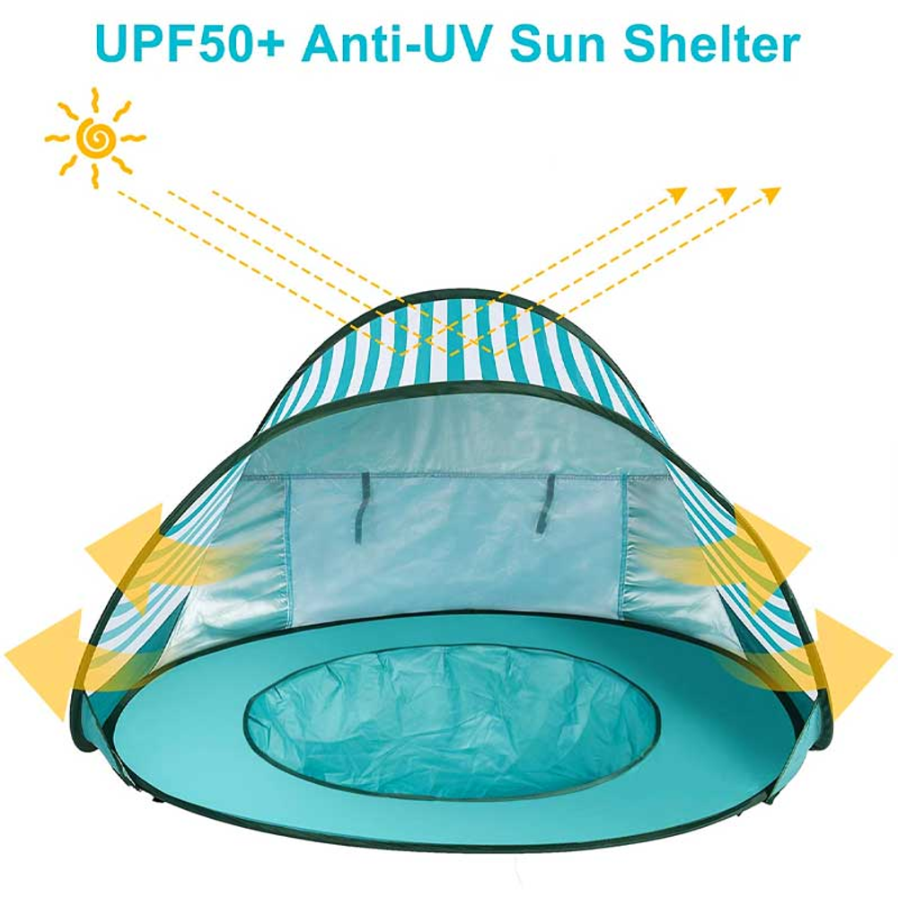 Dečiji šator za igru KINDER HOME sa UV zaštitom 50+ – lagan i sklopiv, za plažu i baštu, 120×80×70 cm slika 5