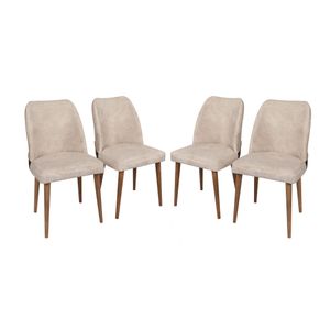 Hanah Home Nova 071 V4 Cream Set stolica od orahovog drveta (4 komada)