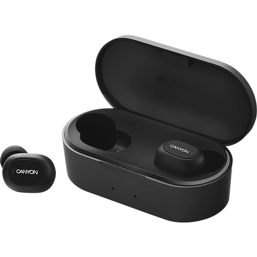 CANYON TWS-2 Bluetooth sport headset, with microphone, BT V5.0, RTL8763BFR, battery EarBud 43mAh*2+Charging Case 800mAh, cable length 0.18m, 78*38*32mm, 0.063kg, Black slika 1