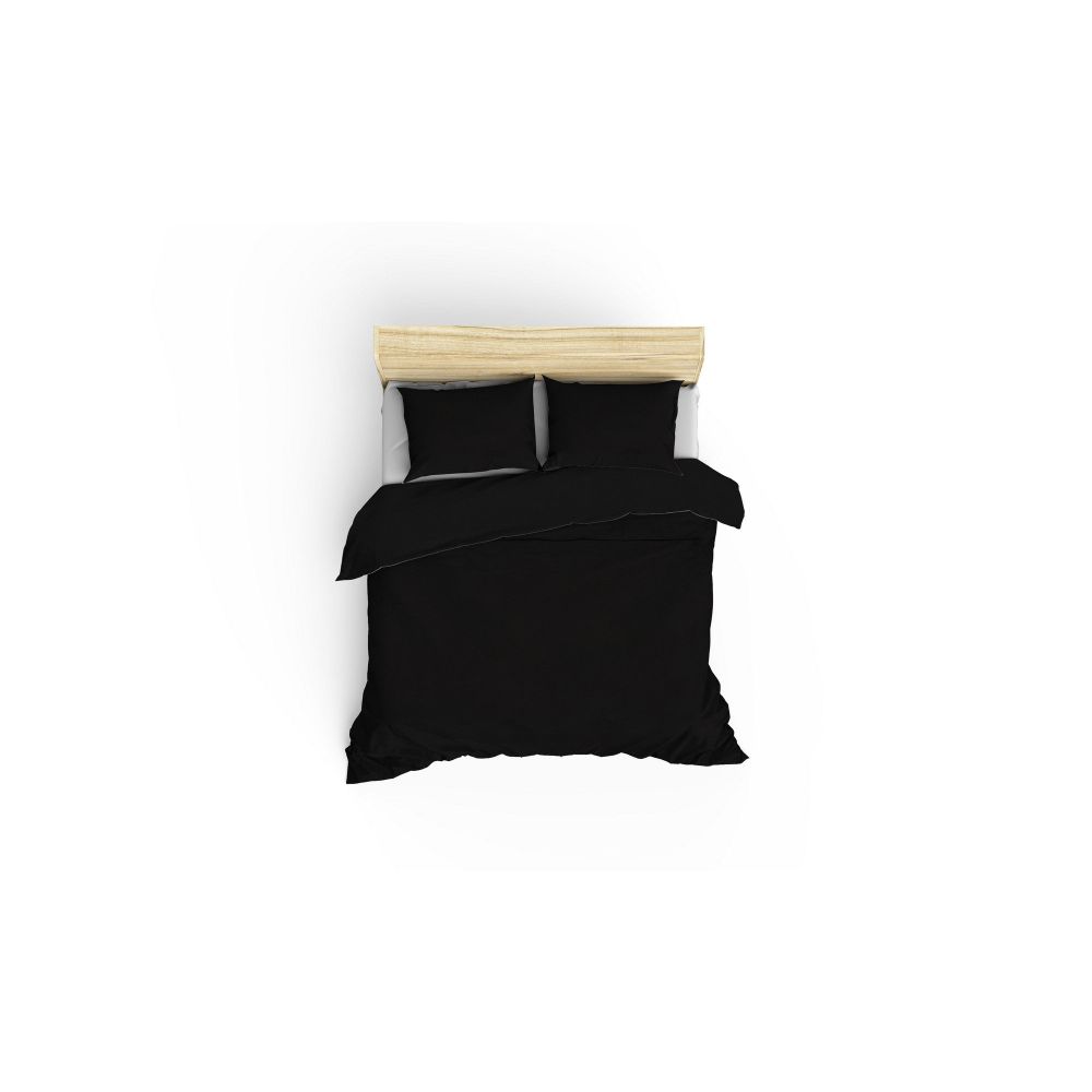 Elegant - Black Black Satin Super King Quilt Cover Set (FR) slika 2