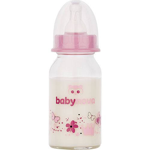 BABY NOVA Staklena flašica za bebu 0m+ 125ml, Pink slika 1