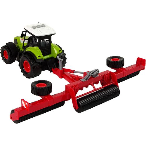 Traktor sa crvenom prikolicom frezom slika 3