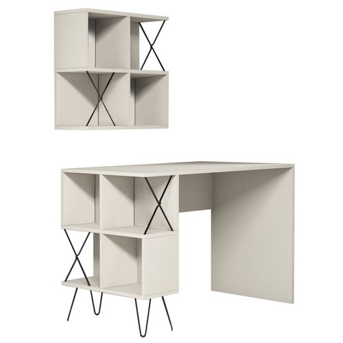 Extra 2 - Cream CreamBlack Study Desk slika 4