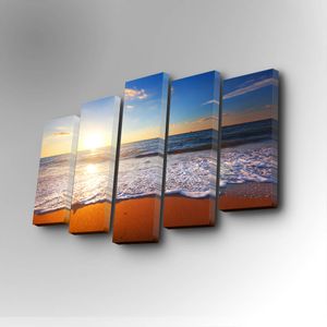 5PUC-022 Multicolor Decorative Canvas Painting (5 Pieces)