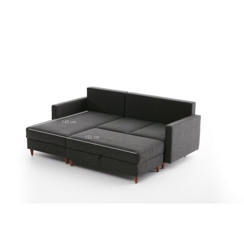 Atelier Del Sofa Kutna garnitura, Antracit, Eva Left - Anthracite slika 9