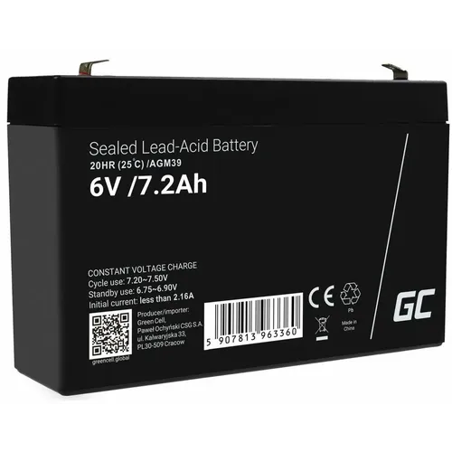 Baterija Green Cell AGM39, 6V, 7.2Ah, VRLA, bez održavanja slika 1