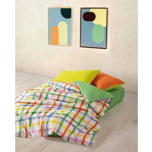 Ranforce double quilt cover set Hype, colours: green, white, orange, blue, yellow