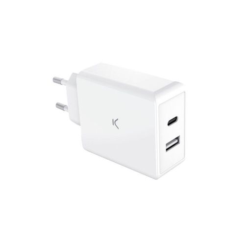 KSIX BXCDC65DGAN ULTRA BRZI ZIDNI Punjač 65W DUAL USB A+USB C KONEKTORI, BELI slika 1