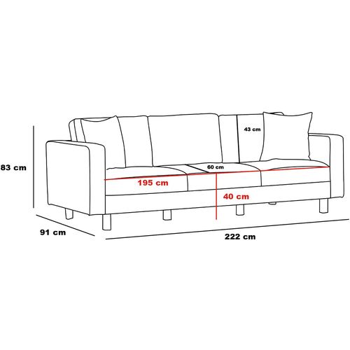 Atelier Del Sofa Trosjed, Krem Crno, Berlin - Cream, Black slika 6