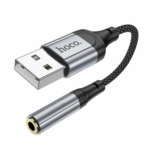 HOCO AUX adapter USB A (muški) na utičnicu 3,5 mm (ženski) LS36 0,12 m crni slika 2