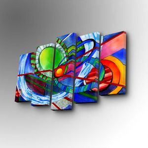 5PUC-119 Multicolor Decorative Canvas Painting (5 Pieces)