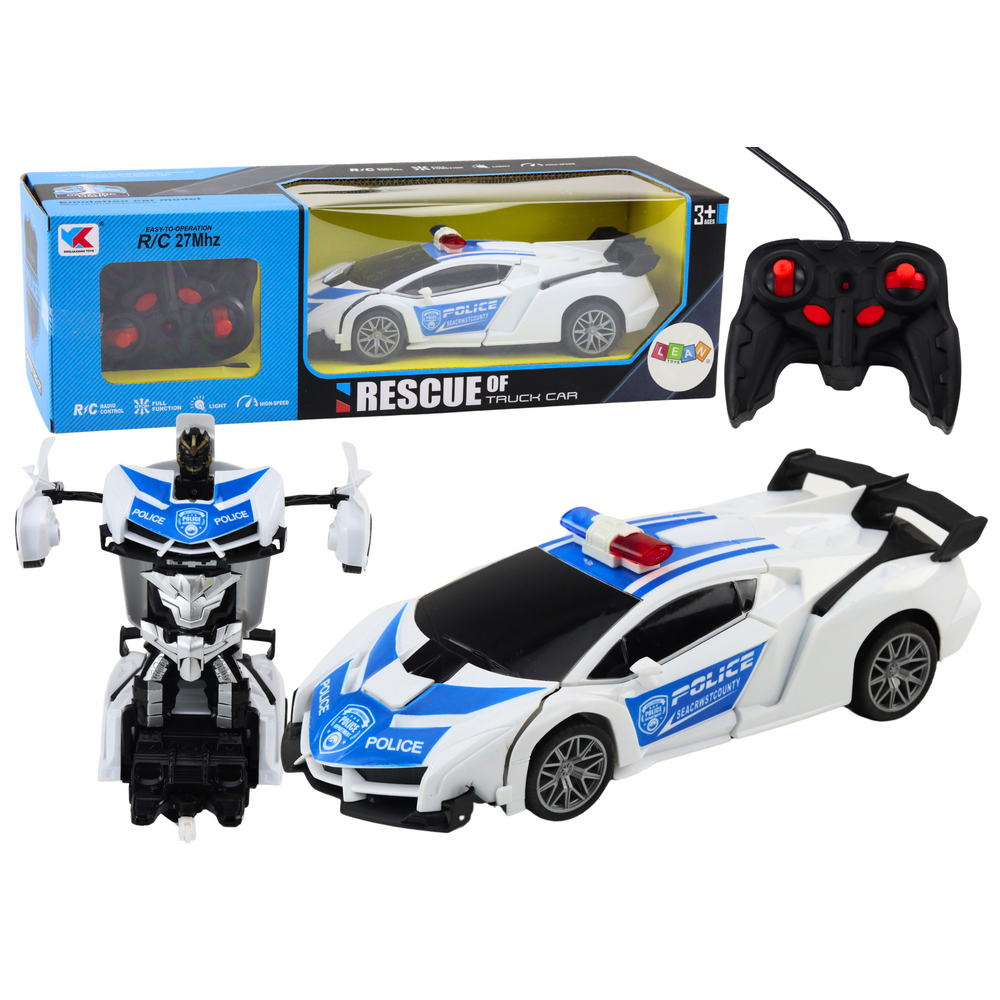 R/C policijski automobil 2u1 robotski automobil sa zvukovima i svjetlima slika 1