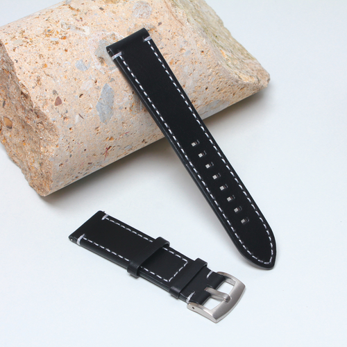 Narukvica elegant kozna za smart watch 22mm crna slika 1