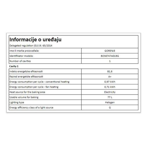 Gorenje BOS6747A01BG Ugradna multifunkcionalna rerna  slika 10