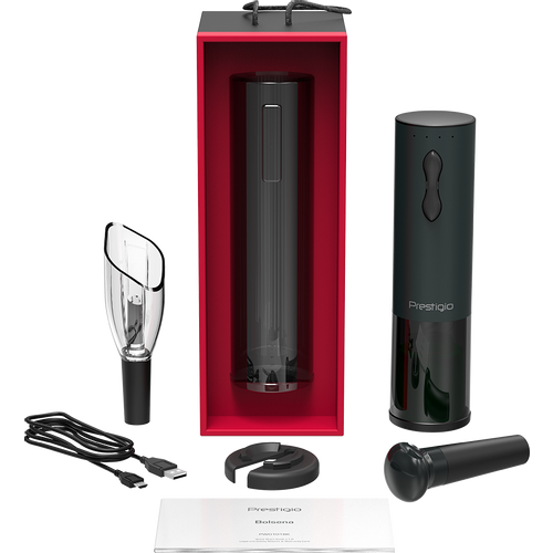 Bolsena, Electric wine opener with Prestigio Logo, aerator , vacuum preserver, Black color slika 9